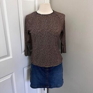 KATHIE LEE COLLECTION LEOPARD PRINT 3/4 SLEEVE TOP‎